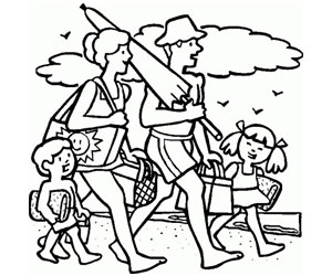 Family-On-Beach-Coloring-Pages-of-Summer-Holidays